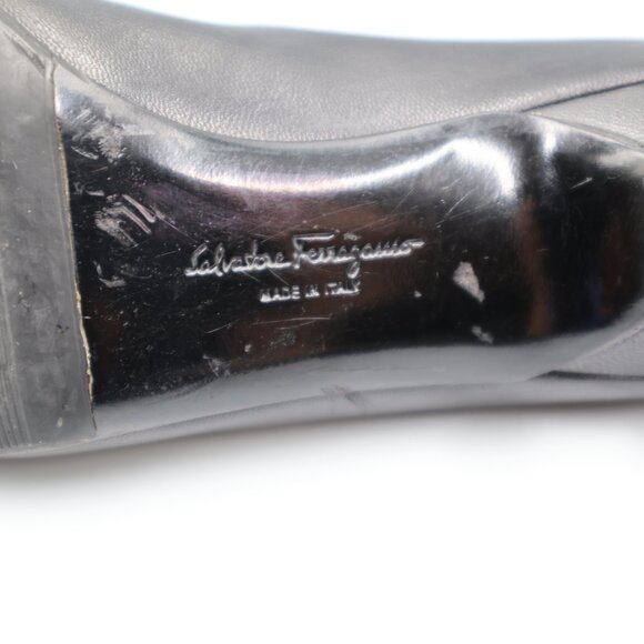 Salvatore Ferragamo Black Leather Kitten Heel Pumps Womens Size 6.5 Pointed Toe - Picture 11 of 16